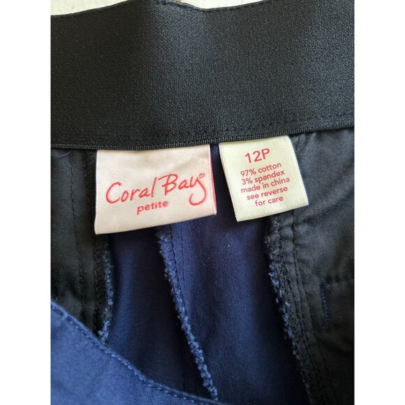 Coral Bay Petite 12P Navy Blue Capri Pants With Stretch Waistband Everyday Capri - Picture 3 of 6